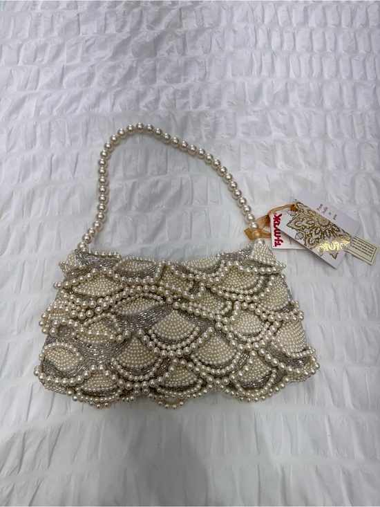 Handbags - Pearl Beaded Handbag - Ivory Pearl Evening Bag